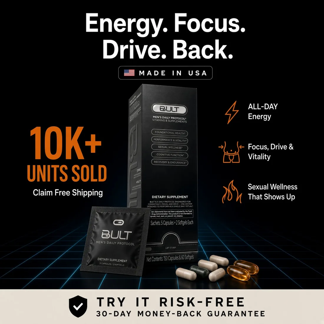 Energy. Focus. Drive. Back. The BULT box and daily pouch